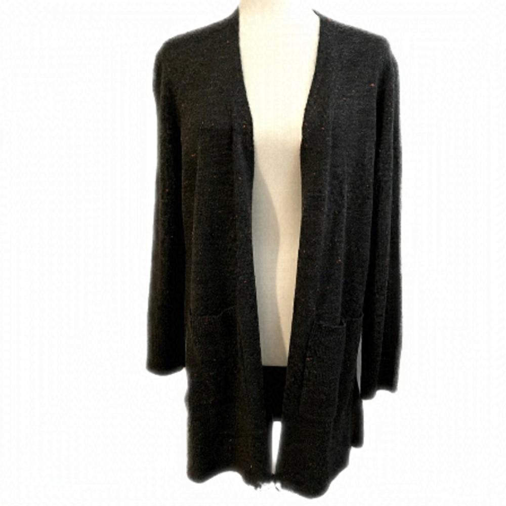 Madewell Women’s S Navy Red Knit Wool Mix Open Longline Cardigan w/ Pockets